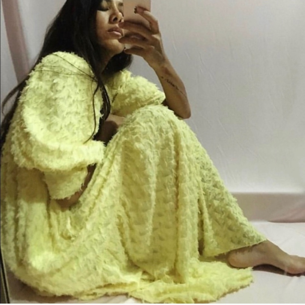 Zara pale yellow textured midi dress